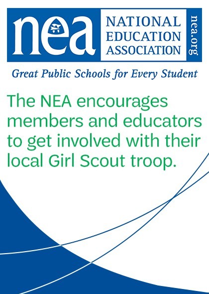 The NEA encourages members and educators to get involved with their local Girl Scout troop.