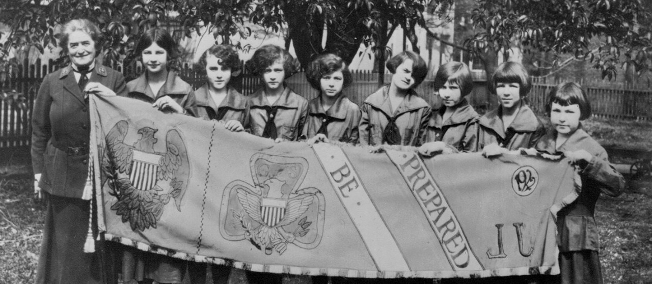 Be Prepared: Girl Scout founder Juliette Gordon Low and a group of Girl Scouts