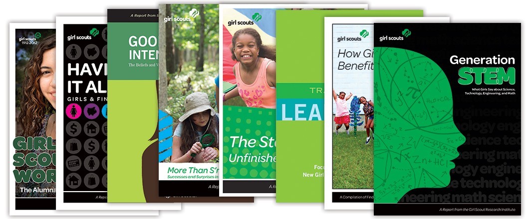 Photo collage: Girl Scout Research Institute publications