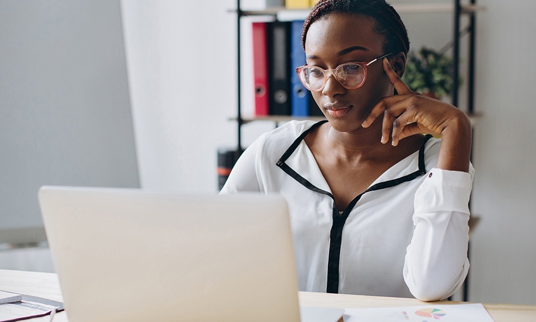 Woman working from home on laptop