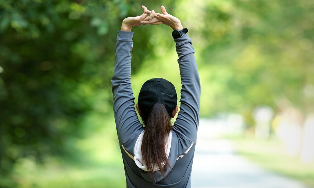 Woman running outside