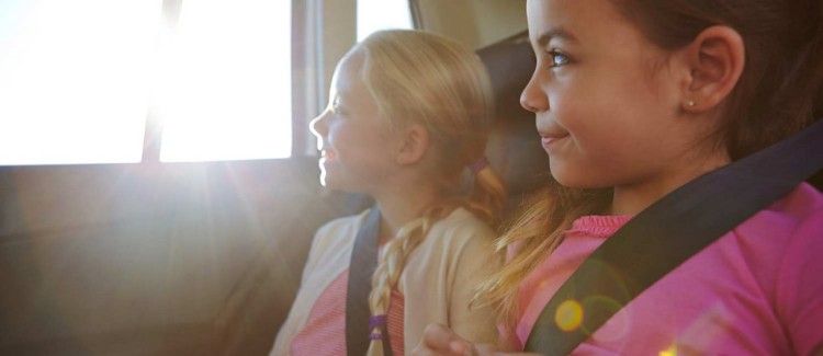 girls having fun on a road trip