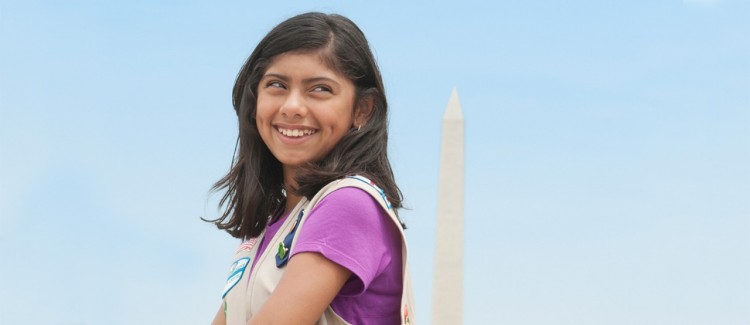 Confident girl in Washington, DC at the Washington Monument