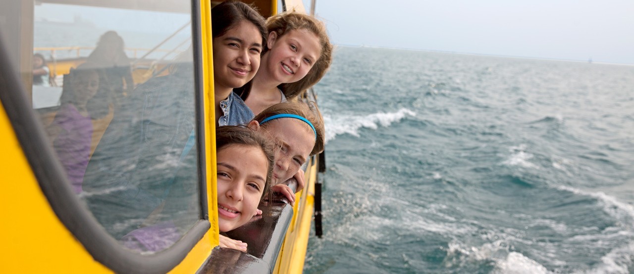 Girl Scouts on a boat